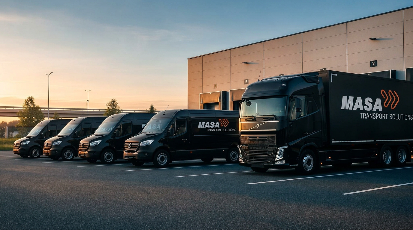 MASA Fuhrpark mit Volvo Sattelzug und Mercedes Sprinter Flotte